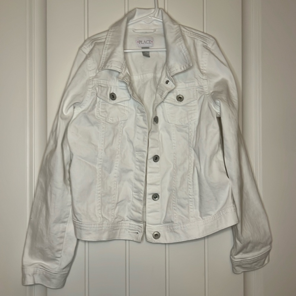 The Children’s Place Girls White Denim Jacket - Size L (10/12)